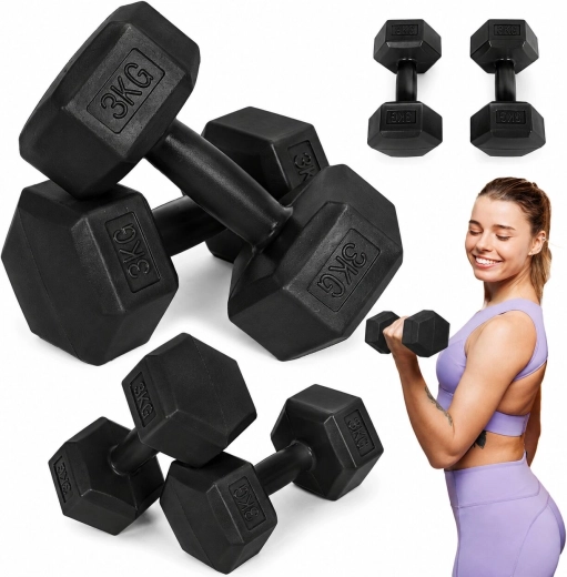 Hexagon-håndvægte MOVEPRO 2×3 kg (sorte)
