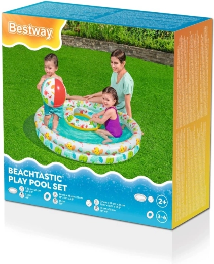 Bestway oppusteligt børnebass bas 3 i 1 med bold og badering 122 cm