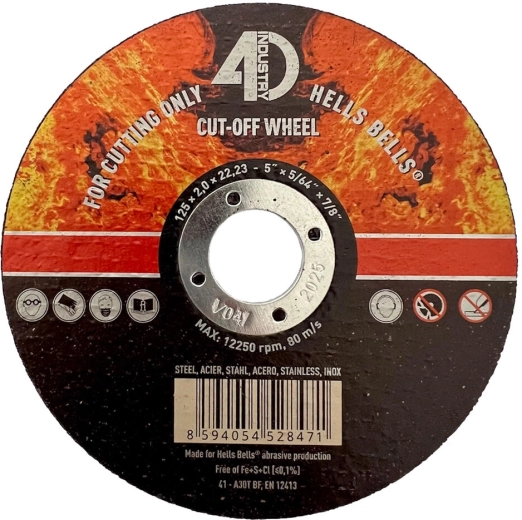 Skæreskive til stål og rustfrit stål 125 × 2,0 × 22,2 mm