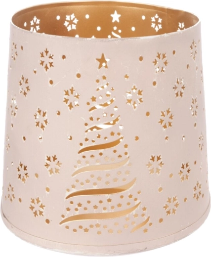 Julelysestage i metal Tree hvid/guld 18 cm