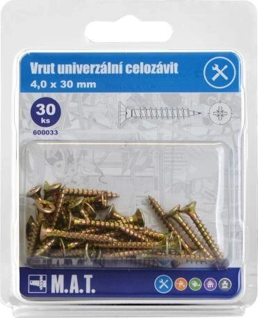 Universalskruer fuldgevind 4,0 × 30 mm galvaniserede, 30 stk.