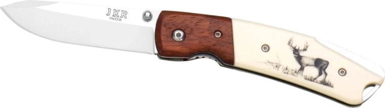 Sammenklappelig jagtlommekniv Joker med hjortemotiv 7,5 cm