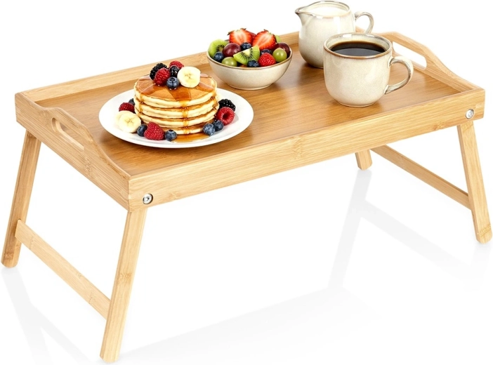 bambus klapbart morgenmadsbord 2-i-1 50 × 30 × 24,5 cm