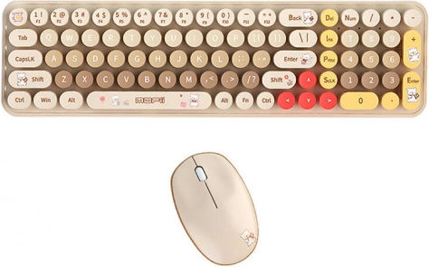 Trådløst sæt MOFII Baby Bear tastatur + mus (beige)