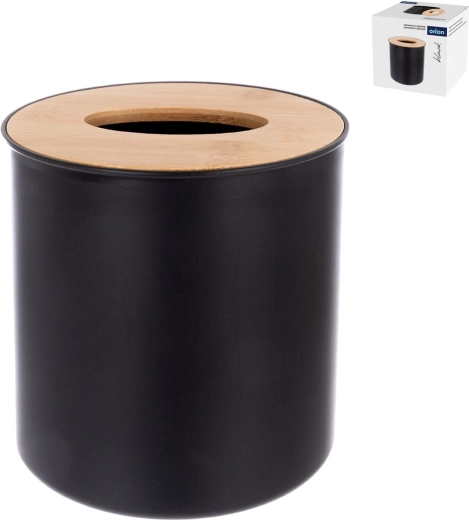 Kosmetikaffaldsspand i plast og bambus, sort