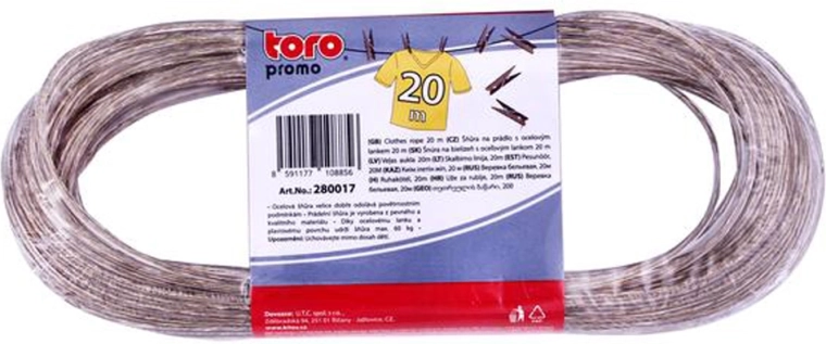 Tørresnor med stålkabel Toro 20 m