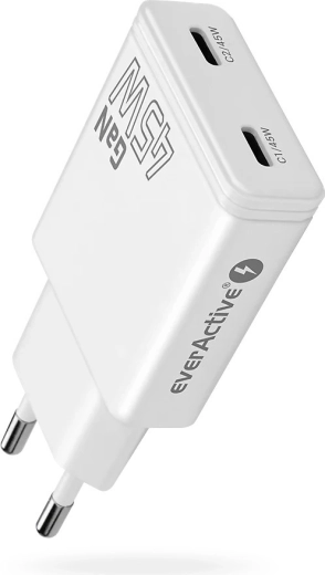 EverActive super slank GaN-netoplader 45 W med 2× USB-C (SC-465Q)