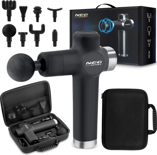 Neo-sport massagepistol med 8 tilbehørsdele