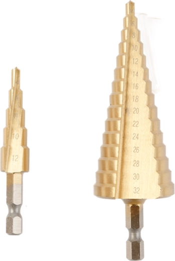 Sæt med trinbor til metal 4–32 mm, 2 stk.