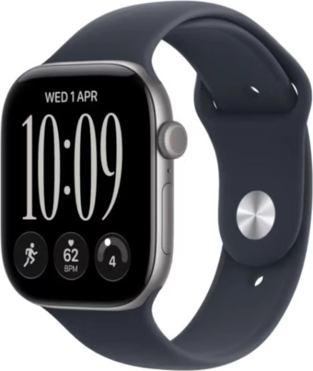 Apple Watch Series 12 GPS 42 mm med aluminiumskabinet i stjernegrå og mørkeblå sportsrem S/M