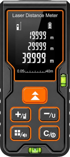 Laserafstandsmåler 40 m med digitalt vaterpas - 1 stk.