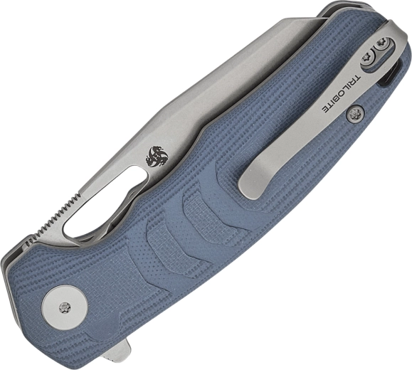 Ergonomisk blåt G10-skæfte og dyb clip