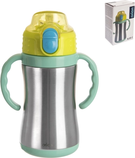 Termoflaske i rustfrit stål med sugerør 330 ml, grøn