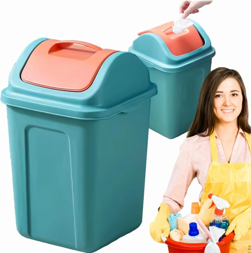 Plastvippeaffaldsspand til kildesortering 10 l – turkis