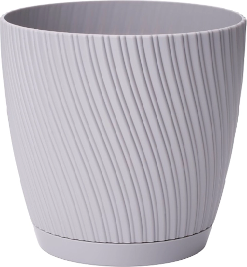 Mika Eco Recycled blomsterkrukke med underskål, diameter 19 cm, platin