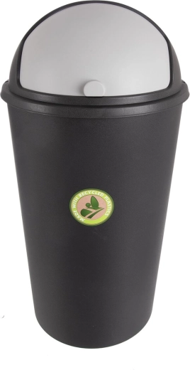 Affaldsspand med vippe-/skubbelåg 25 l, sort
