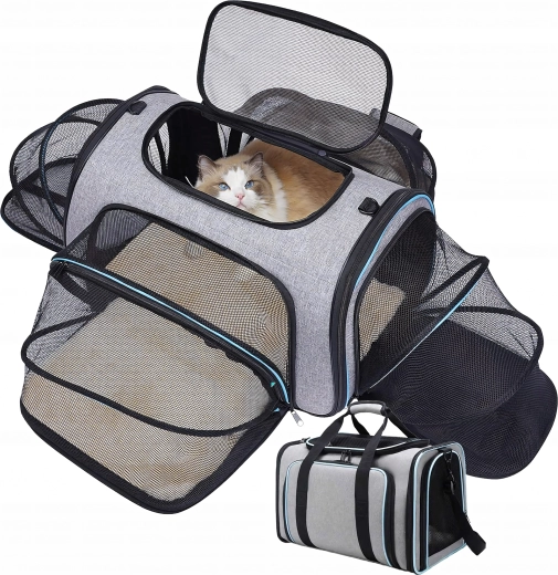 Sammenklappelig transporttaske til kat og hund op til 8 kg med ventilation