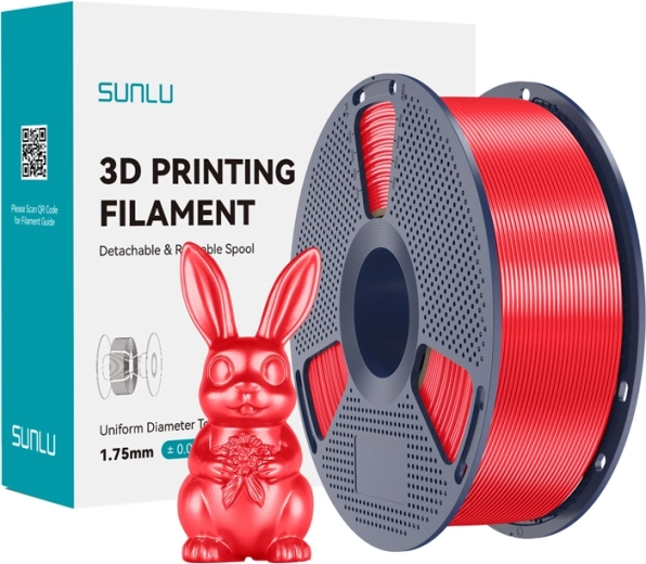 Sunlu PLA+ Silk filament til professionel 3D-print, rød