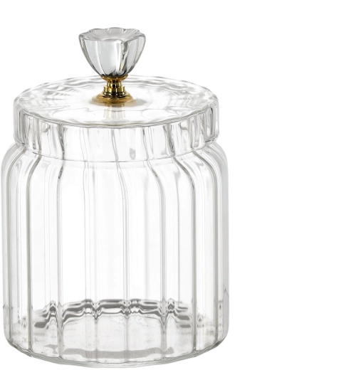 Dekorativ glasdåse med riflet mønster 800 ml