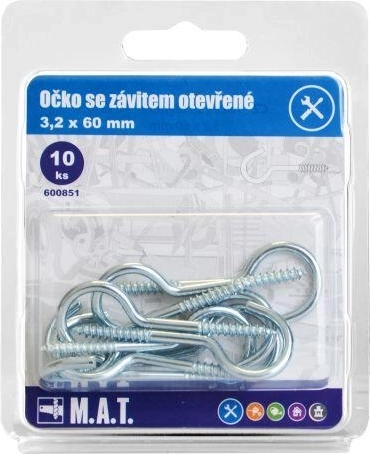 Krog med gevind 60 × 3,2 mm, galvaniseret (10 stk.)