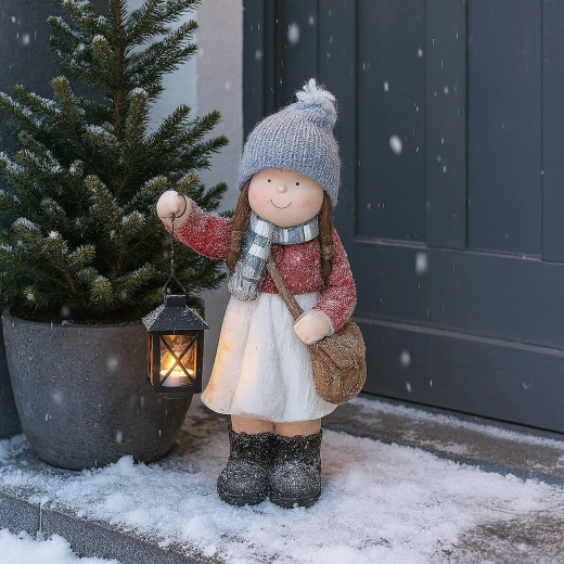 Pige med lanterne som dominerende juledekoration
