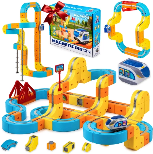 Magnetisk elektrisk togbanesæt fra Ricokids med 134 dele