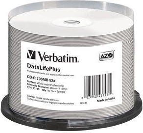 Verbatim DataLifePlus CD-R 700 MB 52x med printbar overflade - 50 stk.