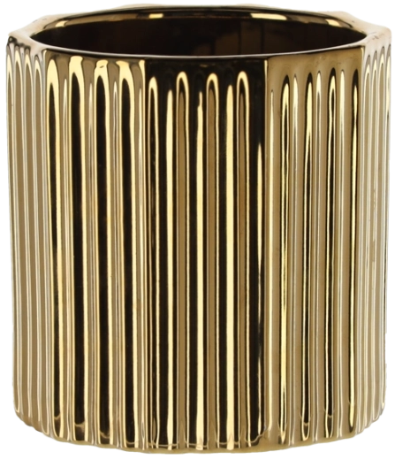 Gylden keramisk urtepotteskjuler 11,5 × 12 cm