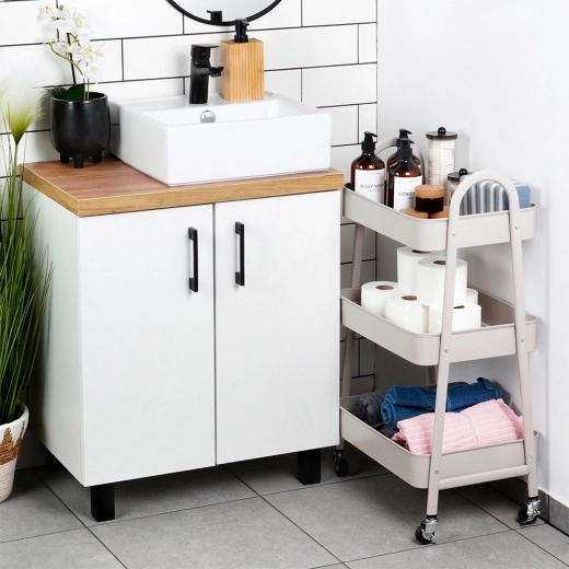 Holdbar metalkonstruktion i elegant beige