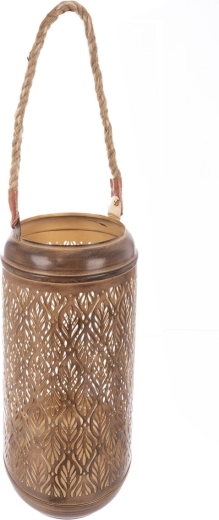 Lysestage Blade i metal og jute brun/guld 31 cm