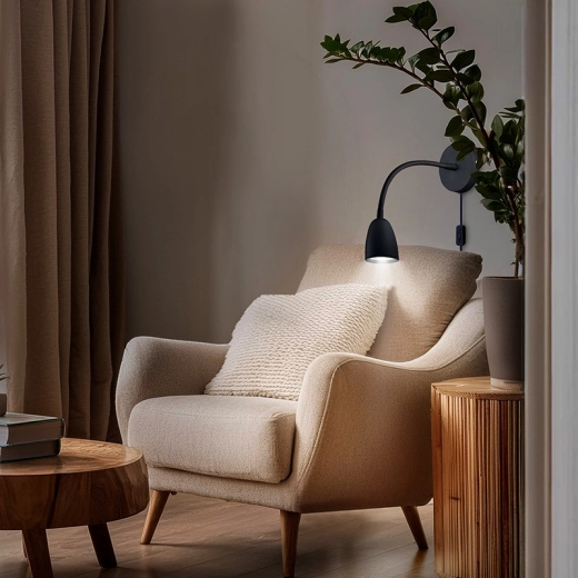 Moderne sort design og retningsbestemt belysning