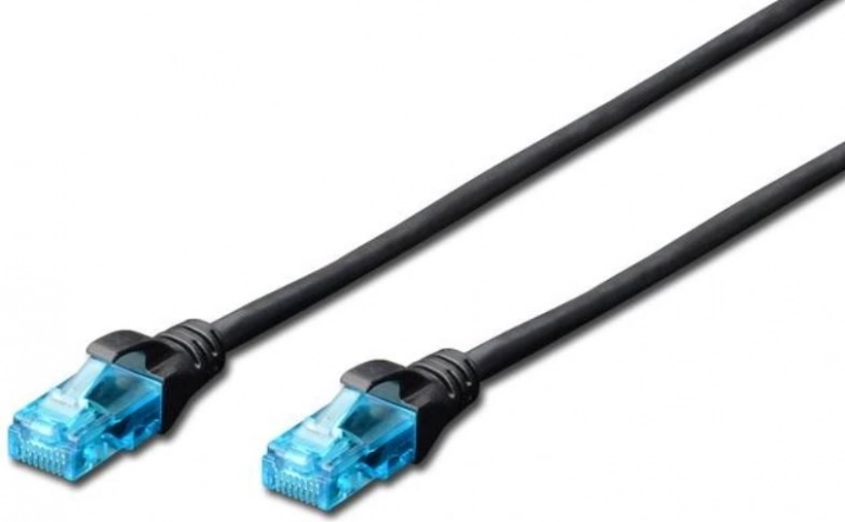 Patchkabel RJ45–RJ45 CAT5e U/UTP, 0,25 m, sort