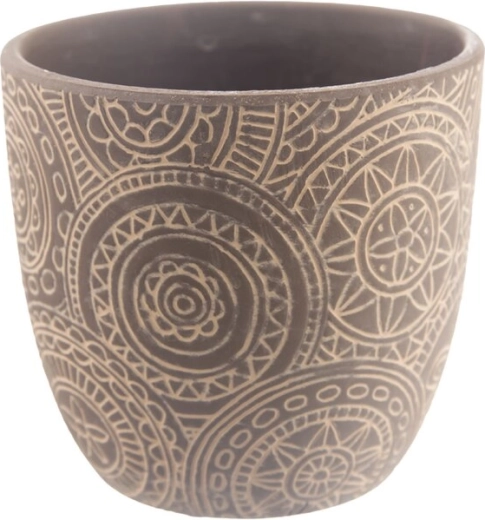 Keramisk urtepotte med mandala-motiv beige 13 × 13 × 12 cm