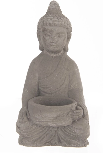 Buddha-lysestage i cement 8 × 16 cm