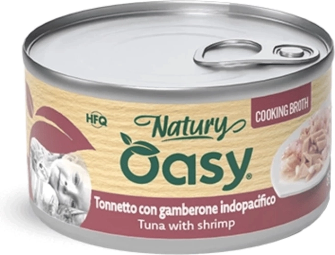 Oasy bouillon med tun og rejer til katte 85 g