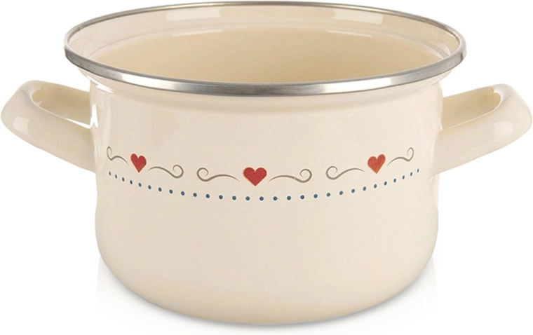 Emaljeret gryde TONCA 16 cm, 1,4 l – cremefarvet