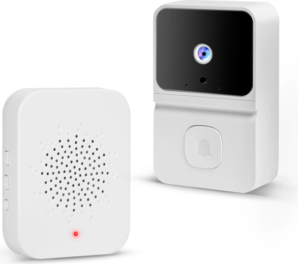 Trådløs Wi‑Fi-videodørklokke med batteri, HD, hvid