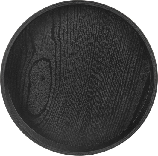Rund serverings- og dekorationbakke i naturtræ 30 cm