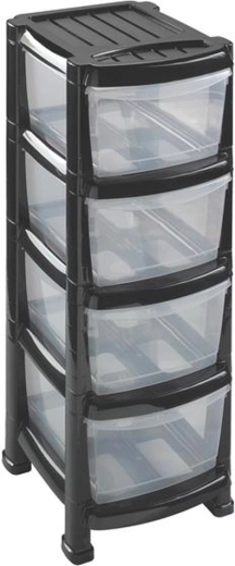 Plastreol med fire skuffer 29 × 38 × 78 cm