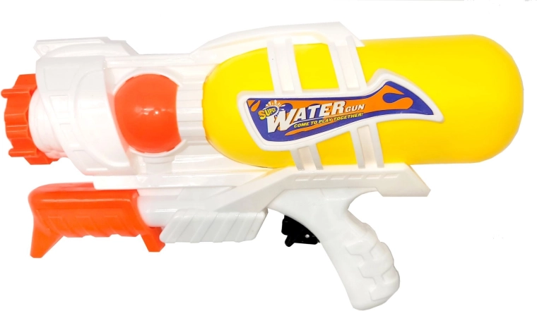 Stor vandpistol med pumpe 27 cm, gul - 1 stk.