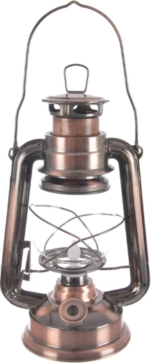 Dekorativ LED-lanterne med glas, kobberfarvet 25 cm