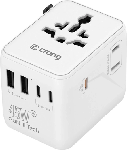 5× USB-porte + AC-stikkontakt til flere enheder