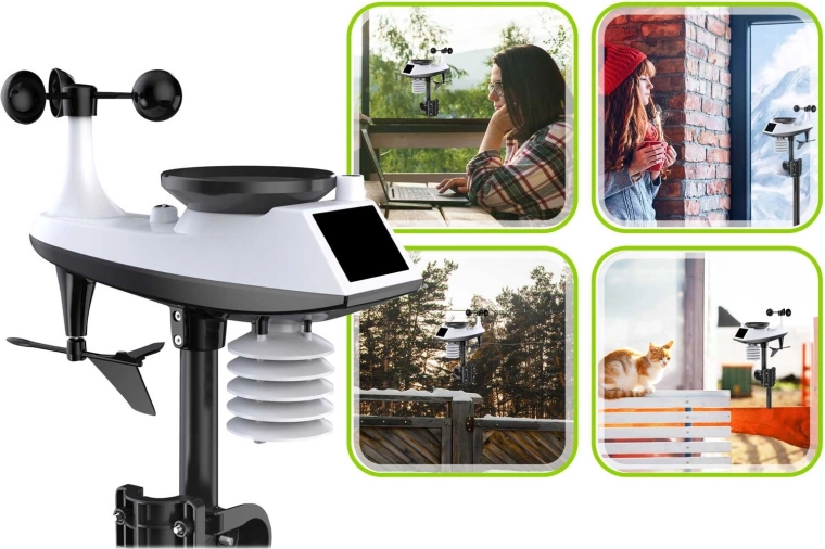 Komplet udendørs multisensor med vindmåler og nedbørsmåler