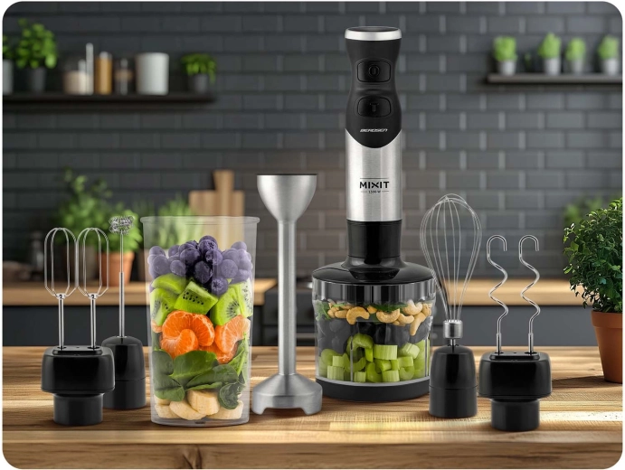 Rigt 6-i-1 sæt: blending, hakning, piskning og æltning