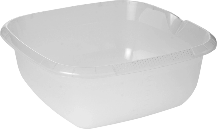 Transparent firkantet skål med hældetud 13 l (38 × 38 cm)