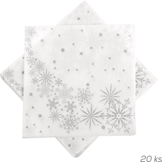 Papirservietter med stjerne- og snefnugmotiv 33 × 33 cm (20 stk.)