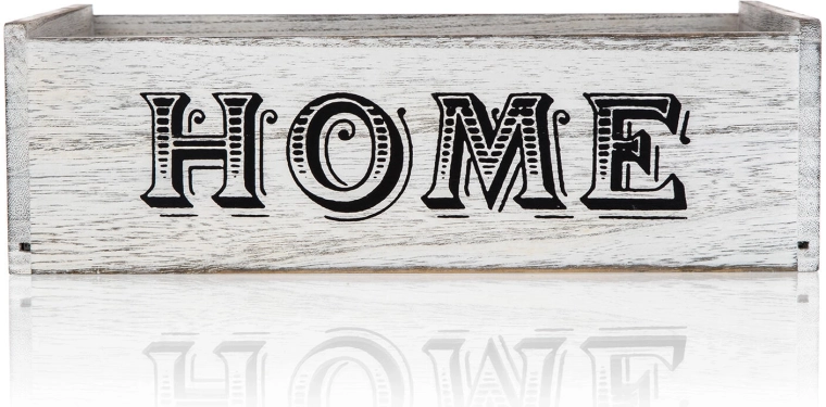 Rustikt design med teksten HOME