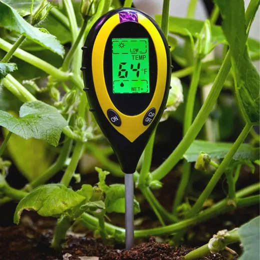 Kontrol af jordtemperatur og fugtighed direkte i potten