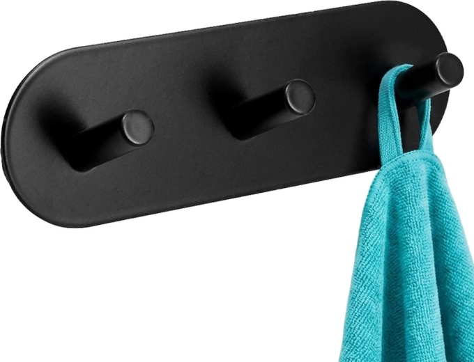 Storage Solutions selvklæbende metalvægkrog, sort, tredobbelt 15 × 5 × 3,5 cm