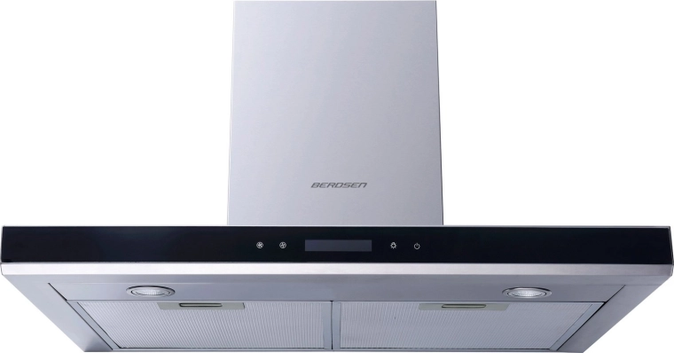 Elegant skorstensdesign i rustfrit stål og glas